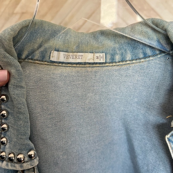 Studded Denim Jacket with 'LOVE' Patch - Picture 4 of 4